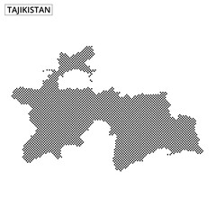 Map of Tajikistan illustrating geographical features with dotted patterns