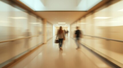 Obraz premium A beautiful motion blur of people walking during the morning rush hour, capturing the fast-paced nature of modern life.