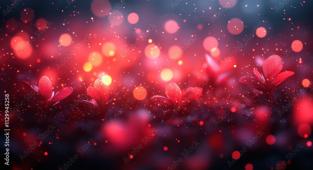 Poster abstract red black background smooth grainy wave texture digital art bokeh ethereal lighting dreamy 