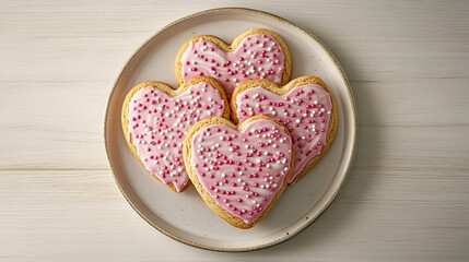 Fototapeta premium Freshly decorated heart cookies for Valentine's Day celebration and gifting