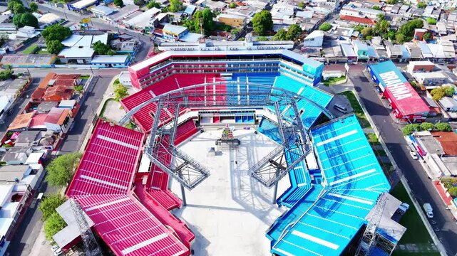 Parintins, Amazonas, Brazil - December 7, 2024 - Aerial image of the Parintins Cultural Center called Bumb&oacute;dromo