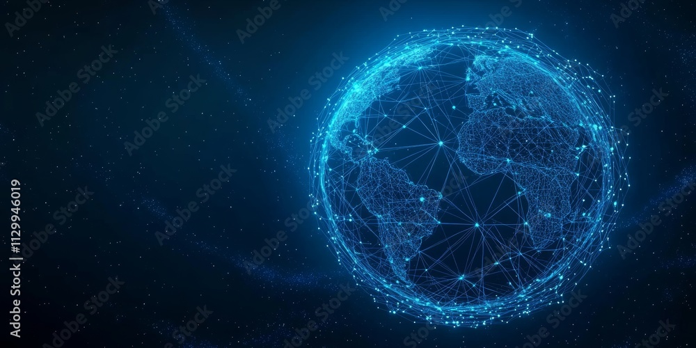 Poster global data communication technology space innovation satellite networks business analytics ai finan