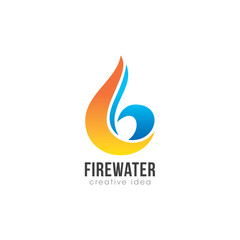 Creative Fire and Water Concept Logo Design Template
