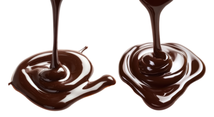 pouring chocolate on isolated white background.