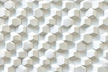 Abstract Hexagonal Pattern of White Geometric Shapes on Wall Surface