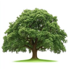 Large Green Tree Stands Tall Isolated on White Background