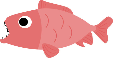 Predatory Fish with Open Mouth Illustration