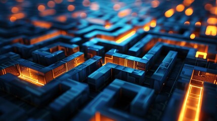 Obraz premium Glowing futuristic digital circuit abstract backdrop with illuminated vibrant electronic components interconnected patterns and textures representing modern intelligence and innovation