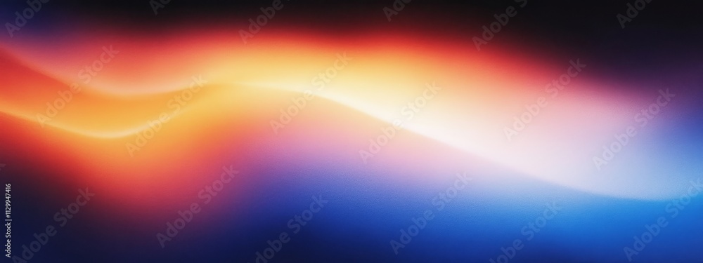 Poster abstract gradient background in blue red yellow with grainy texture and glowing colors on dark canva