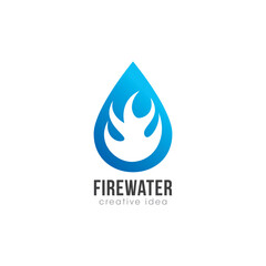 Creative Fire and Water Concept Logo Design Template
