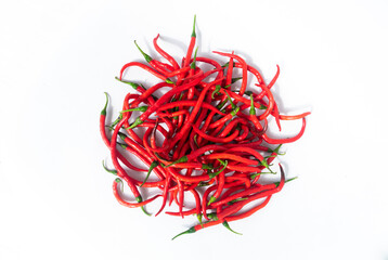 top view of fresh red chili isolated on white