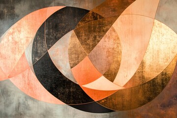 Abstract Geometric Art with Warm Shades and Textured Overlays