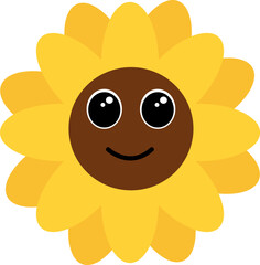 Cute Sunflower Illustration with Smiling Face
