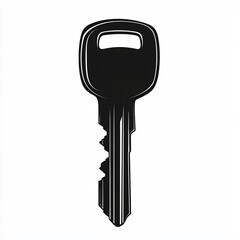 Minimalist silhouette of a car key in black and white featuring stroke lines that create an abstract and stylish representation of vehicle access