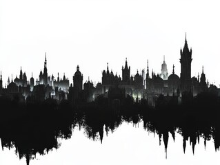 Obraz premium Black city silhouette on white background 