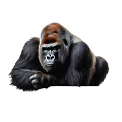 Obraz premium Large gorilla resting in a serene pose against a neutral background