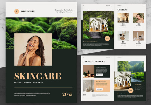 Beige And Green Skincare Brochure