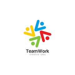 Creative Team Work Concept Logo Design Template