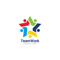 Creative Team Work Concept Logo Design Template