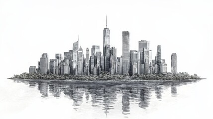 Fototapeta premium A gray clay render of a city skyline