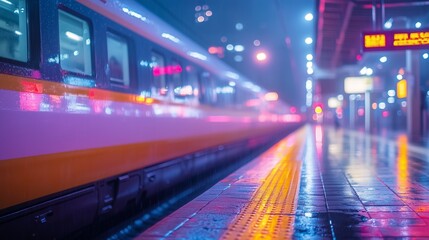 Fototapeta premium Fast and Efficient: High-Quality Image of High-Speed Train and Dynamic City Scene