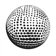 This artwork features a minimalist silhouette of a golf ball, presented in a monochrome style. The design emphasizes abstract stroke lines creating visual interest