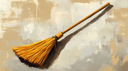 Resilient and efficient household cleaning tool: a broom's enduring legacy. Omnipresent. Illustration