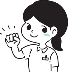 ガッツポーズをする女性看護師のイラスト