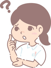 疑問を持つ看護師の女性のイラスト