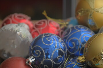 christmas decorations New Year toys of different colors