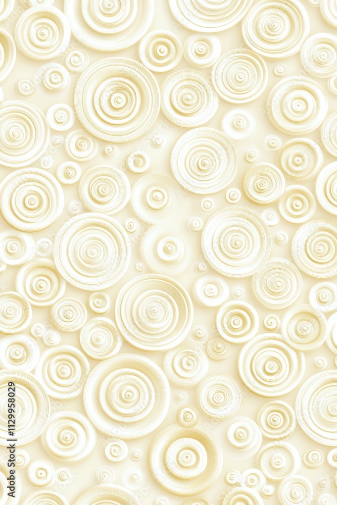 Poster a textured background featuring various white spirals on a soft cream surface.