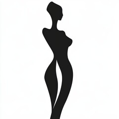 Fototapeta premium This art piece features a striking black and white silhouette of lingerie, created with sleek and minimalist stroke lines to achieve an abstract representation of femininity
