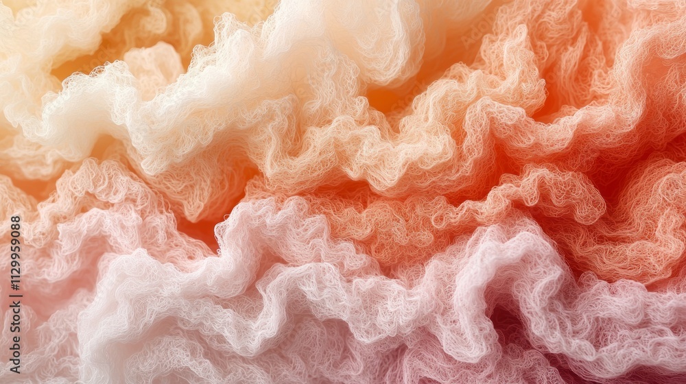 Poster waves of mocha and soft pastel shades flow together, creating a serene abstract composition. this ar