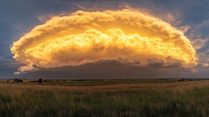A stunning depiction of majestic clouds glowing with golden sunlight, radiating beams cutting through the azure sky, an ethereal and serene atmosphere
