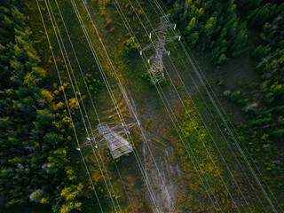 power lines in the countryside