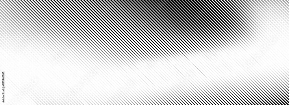 Poster Fading line gradient texture. Black diagonal stripe gradation background. Thin and thick vanishing slanted pattern backdrop. Oblique parallel stroke wallpaper for overlay, print, cover. Vector