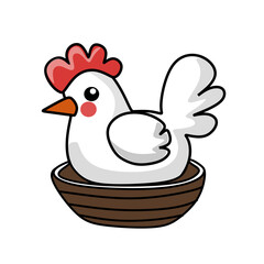 chicken in basket vector illustration