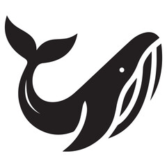 Monochrome logo of a whale in a minimalist and geometric style 3