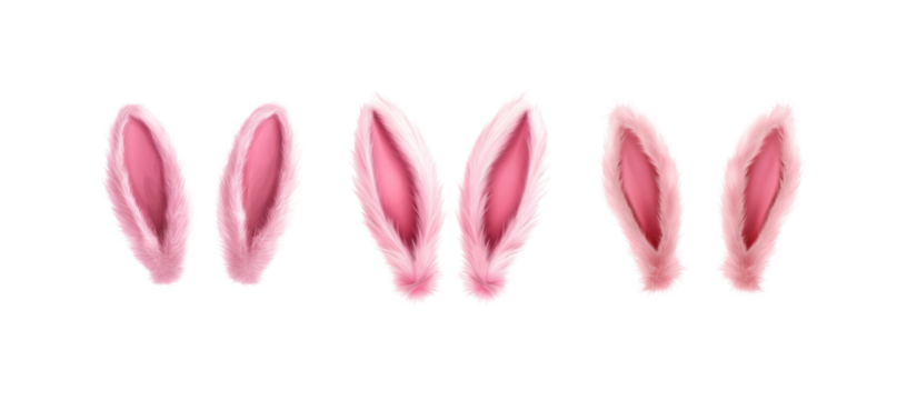 Pink fluffy bunny ears on a white background