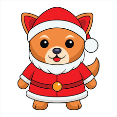 cute dog Santa Claus vector