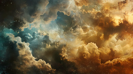 Fototapeta premium Celestial data canvas: clouds as carriers of information flight. Omnipresent. Illustration