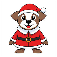 cute dog Santa Claus vector