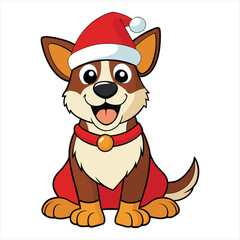 cute dog Santa Claus vector