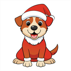 cute dog Santa Claus vector