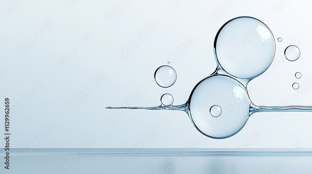 Poster abstract image of water bubbles floating on water surface.