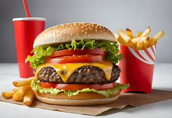 juicy double cheeseburger meal