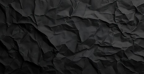 Crumpled black paper abstract texture background for design