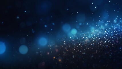 Obraz premium Dreamy Ethereal Blue Abstract Background with Glowing Circles and Sparkly Dots in Light and Dark Shades