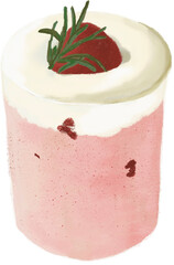 Strawberry Cream Latte Beverage Dessert Design Vector / 딸기 크림 라떼 음료 디저트 디자인 벡터