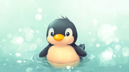 Naklejka premium Adorable Baby Penguin - Cute and Playful Antarctic Friend